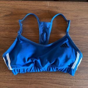 Adidas Royal Blue Sports Bra with White Stripes
